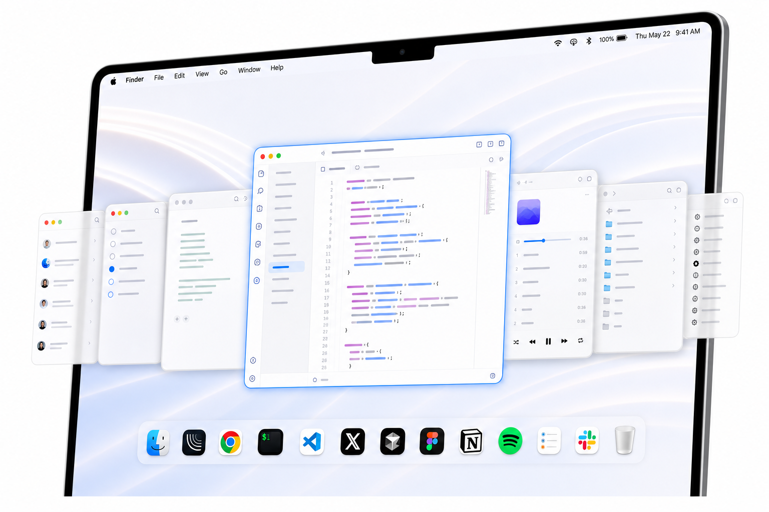 Lyra interface showing native macOS app switching panels
